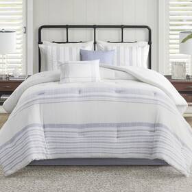 Harbor House 022164362831 Queen Comforter Set Stripes Clipped Jacquard Soft Cotton Overs