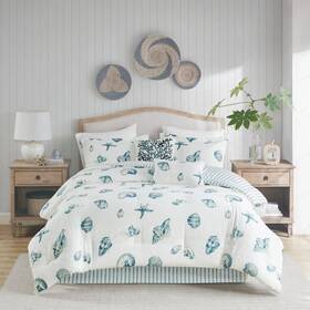 Hh10-096 Harbor House Beach 4-piece Blue Cotton King Comforter Set