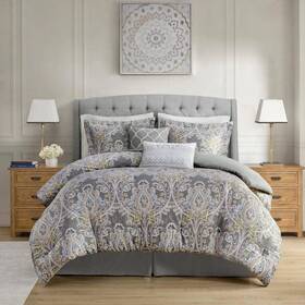 Hh10-1684 Harbor House Hallie 6-piece Grey Cotton Queen Comforter Set