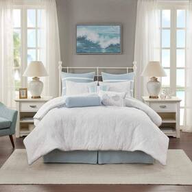 Hh10-702 Harbor House Crystal Beach 4-piece White Cotton Queen Comforter Set
