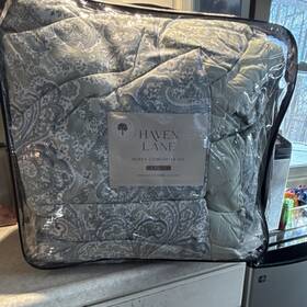 104091 Haven Lane Queen Comforter Set Blue Green Floral Cotton Oeko-tex Bedroom