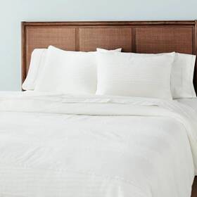 83030551 Hearth & Hand With Magnolia 3pc Full/queen Slub Stripe Comforter Set Cream - And