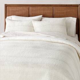 88503492 Hearth & Hand With Magnolia 3pc King Heather Stripe Comforter Bedding Set Twilight Taupe -
