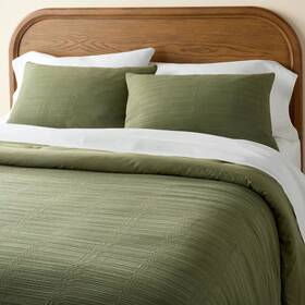 91127778 Hearth & Hand With Magnolia 3pc Full/queen Textured Grid Comforter Bedding Set Sage Green -