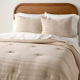 94305494 Hearth & Hand With Magnolia 3pc King Tonal Stripe Comforter Set Tan - And