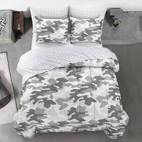 Heritage Kids 784857841640 Camouflage Comforter Set Full Grey