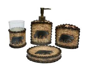 Hiend Accents Black Bear Rustic 4-pc Bath Countertop Accessory Set