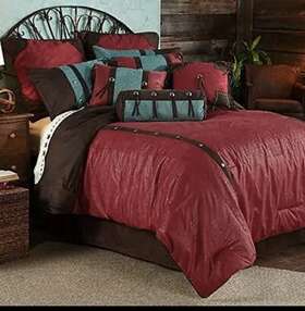 Ws4001-sq-rd Hiend Accents Cheyenne Western Southwest Cozy Cabin Comforter 7pc Super Queen