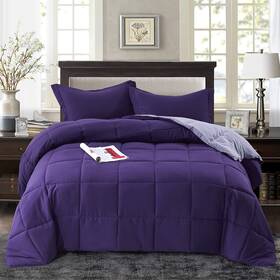 Hig 742657165656 3pc Down Alternative Comforter Set - All Season Reversible Twin/twin Xl Purple