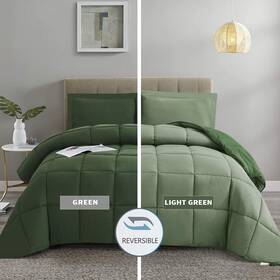 Hig 810021084022 3pc Green Twin/twin Xl Comforter Set - All Season Reversible Down Alternative