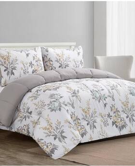M706516 Highline Bedding Co Co. White/gray Rosenne Reversible 3 Pc. King Comforter Set