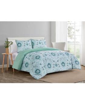 M706738 Highline Bedding Co Co. Provence Teal Reversible 3 Pc. King Comforter Set