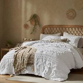 Himeet 977095911440 White Queen Comforter 3 Pieces Set With Boho Decor Tu