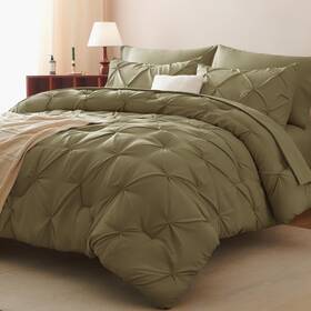 Himeet 977095913246 Full Comforter Set 7 Pieces Bed In A Bag Olive Green Luxury Soft