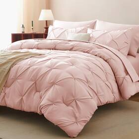 Himeet 977095913574 Queen Comforter Set 7 Pieces Bed In A Bag Pink Luxury Soft Size