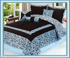 15pcluxury Holiday Curtain Safarina Blue Comforter Faux Fur Queen Black Set