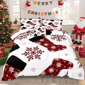 Bz-sdw-k-001 Hollywin Textile Co. Ltd Christmas Comforter Set Size 4 Pcs Bedding Buffalo King Red