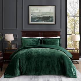 Home 313105121113 Dark Green Comforter Queen Crushed Velvet Bedding For All Seasons Luxury Fluff