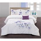38272cs3wht Home Intl. Fashions Set Floral 5pc Spray White Queen