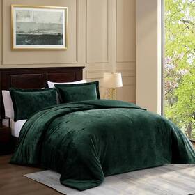Home 445053317331 Crushed Velvet Comforter King Set Dark Green Luxury Soft Bedding For