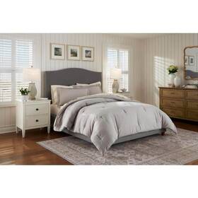 Home Decorators Collection 887719203621 3-piece Gray Cotton Linen Blend King Comforter Set