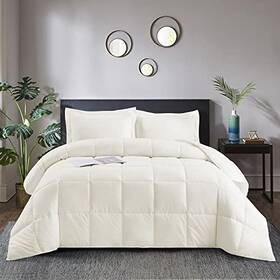 Homechoice 742657165632 3pc Down Alternative Comforter Set - All Season Reversible Queen Ivory