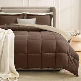 Homelike Moment 424602525891 California King Comforter Set Brown Cal L