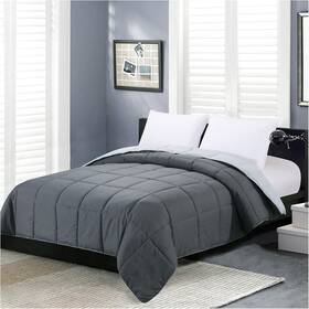 Homelike Moment 643858128658 Twin Comforter Lightweight Reversible Grey Down Alternative All Season Quilt