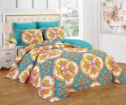Homelux Luxury Floral Reversible Microfiber 6 Piece Comforter Set King Turquoise New 689483098140