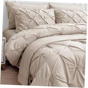 Homespun 840399777165 Queen Comforter Set - 7 Pieces Pintuck Bed In A Bag With