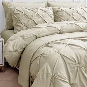 Homespun Global 840399700972 Twin Comforter Set 5 Piece Size Bed In A Bag Sets Pintuck Bedding