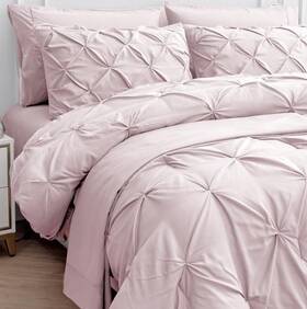 Homespun Global 840399701054 Pink Comforter Set - Size With Sheets Pillowcases And Shams Queen Sepia Rose