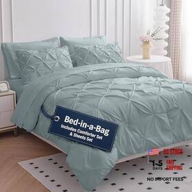 Maxfcft7-kg-fbl Homespun Global Size Comforter Set 7 Piece - Plush Microfiber All Season King 03 French Blue
