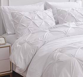 Maxfcft7-kg-whi Homespun Global Bed Comforter Set Size 7 Piece Soft Bedding Pintuck Style King White