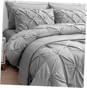Maxfcft7-qn-sil Homespun Global Comforter Set 7 Pc Luxury Down Alternative - Pintuck Stitch Queen 11 Silver