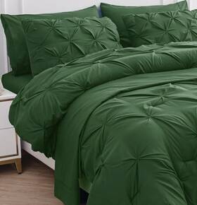 Maxfcft7-qn-olgrn Homespun Comforter Set - 7 Pieces Pintuck Bed In A Bag With Queen Olive Green