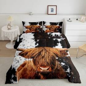 Cls137gyy-bz Homewish Cow Skin Texture Comforter Set Twin Size Highland Fur Farmhouse Bedding S