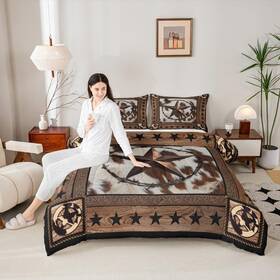 Wws13289gyy-bz Homewish Western Stars Wooden Door Kids Comforter Set Queen Sizeboys Girls Adults Xmas De