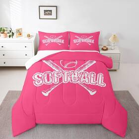 Wws18955wyt-bz Homewish Softball Comforter Set Sports Gaming Bedding For Kids Girls Wome