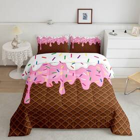 Wws20415wyt-bz Homewish Ice Cream Party Comforter Set Full Size Sweet Theme Bedding For Girls Wom