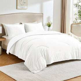 Qwds3cs Homtec White Queen Size All-season Down Alternative Comforter Set- Reversible Light