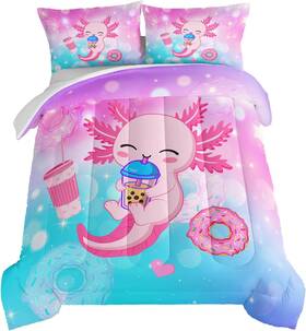 Hosima 313051110186 Axolotl Twin Comforter Set Cute Animal Bedding Room Decor For Teen Girls