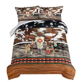 B0chb1g2r1 Hosima Western Bedding Longhorn Skull Comforter 3 Pieceswestern Highland