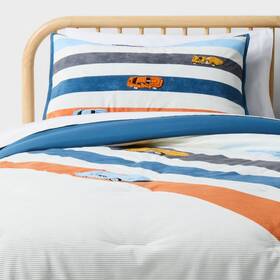 94853057 Hot Wheels By Pillowfort Twin Retro Track Corduroy Kidsft Comforter Set Cream -