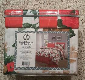 168457 Hotel Bamboo Collection King 6 Piece Multicolor Floral Cotton Sheet Set