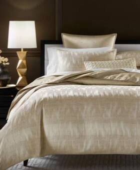 Hotel Collection 194137158519 Gilded Stripe Full / Queen Comforter 2 Shams Set Gold 550