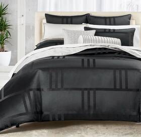 Hotel Collection 766390843664 5 Pc Structure F/queen Comforter 2 Standard 2euro Shams Black