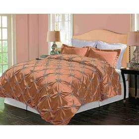 174708 Hotel Grand Pintuck Down-alternative Comforter Set Taupe Full/queen