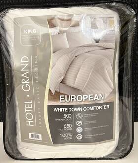 1982992 Hotel Grand European White Down Comforter King 650 Fill Power 500 Thread Count
