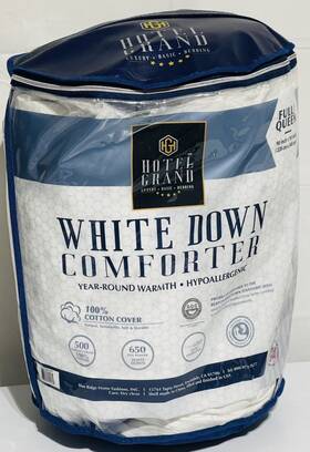 6982991 Hotel Grand White Down Comforter Full/queen 500 Tc 650 Fp 100% Cotton Cover